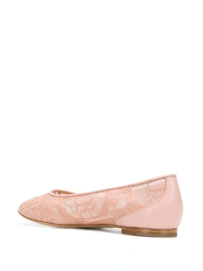 Shop Chloé Lace Panel Ballerina Shoes In Pink