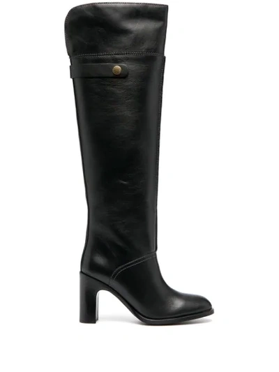 Shop See By Chloé Over-the-knee Leather Boots In Black