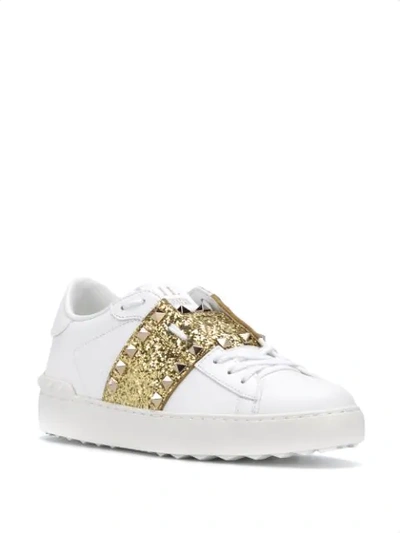 Shop Valentino Rockstud Untitled Sneakers In White