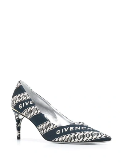 Shop Givenchy M-pump Jacquard Logo Pumps In Blue