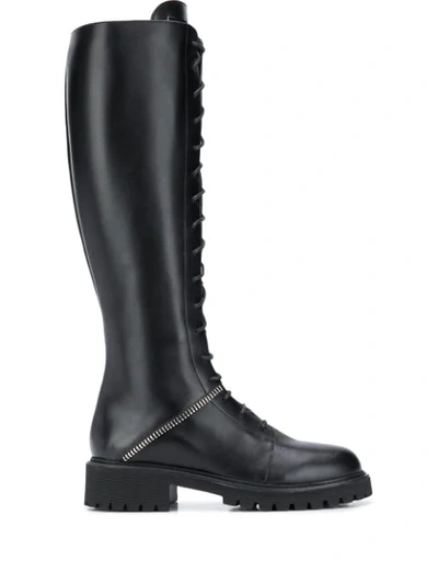 Shop Giuseppe Zanotti Lace-up Knee-high Boots In Black