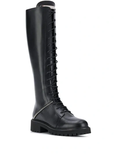 Shop Giuseppe Zanotti Lace-up Knee-high Boots In Black