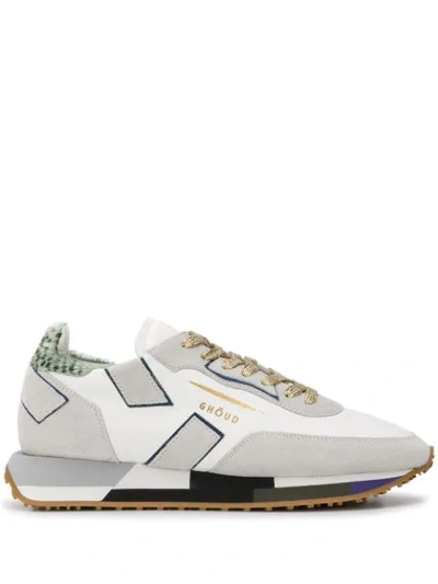 Shop Ghoud Panelled Lace-up Sneakers In White