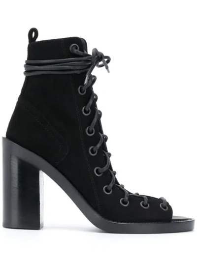 Shop Ann Demeulemeester Lace-up Open-toe Boots In Black