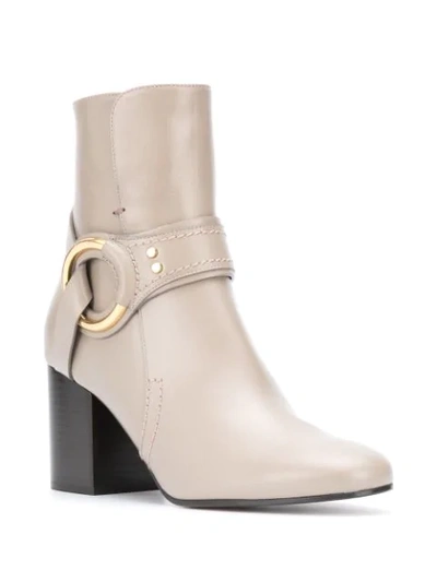Shop Chloé Harness Ankle Boots In Grey