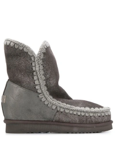 Shop Mou Shearling Lined Ankle Boots In Grey