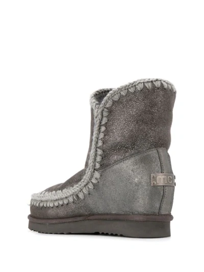 Shop Mou Shearling Lined Ankle Boots In Grey