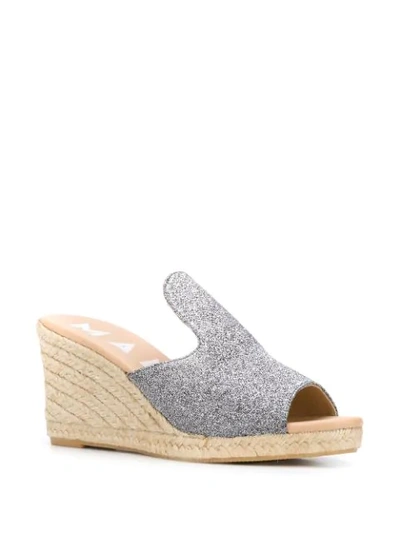 Shop Manebi Slip-on Wedge Espadrilles In Silver