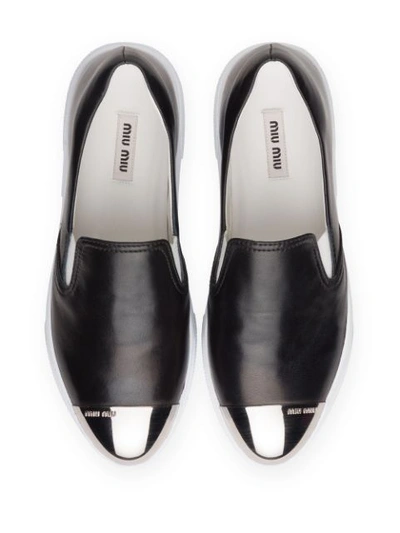 Shop Miu Miu Contrasting Toe-cap Sneakers In Black