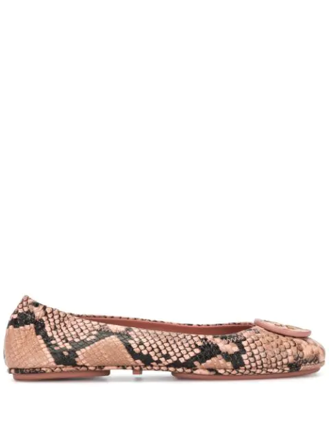 snakeskin tory burch flats