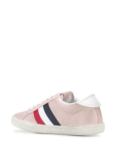 Shop Moncler Striped Low-top Trainers In Pink