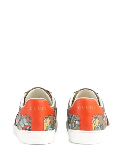 Shop Gucci X Disney Donald Duck Ace Sneakers In Brown