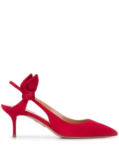 Shop Aquazzura Slingback Knot Pumps In Red