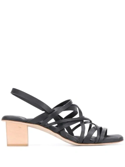 Shop Del Carlo Multi-strap Block Heel Sandals In Black
