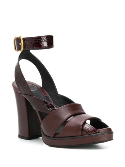 Shop Chloé Daisy 90mm Block Heel Sandals In Brown