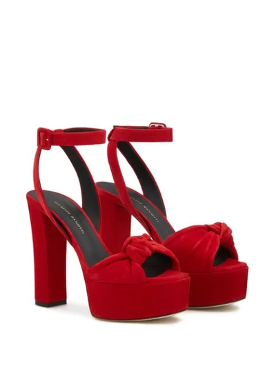 Shop Giuseppe Zanotti Suede High Platform Sandals In Red