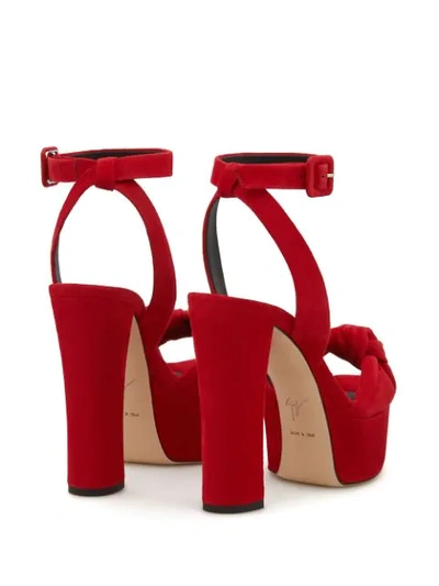 Shop Giuseppe Zanotti Suede High Platform Sandals In Red