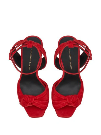 Shop Giuseppe Zanotti Suede High Platform Sandals In Red