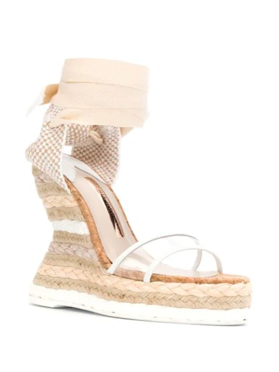 Shop Sophia Webster Espadrille Wedge Sandals In Camel Mix Clear
