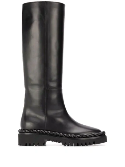 Valentino Rope Detail Knee-length Boots In Black