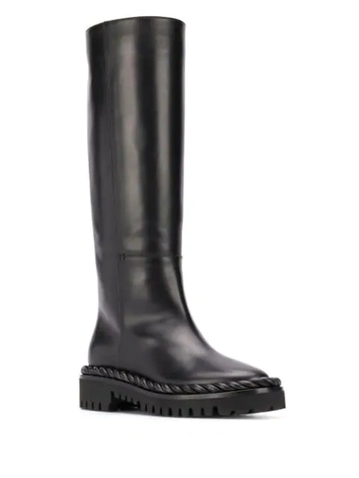 Valentino Rope Detail Knee-length Boots In Black