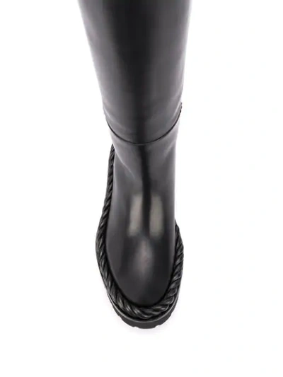 Valentino Rope Detail Knee-length Boots In Black