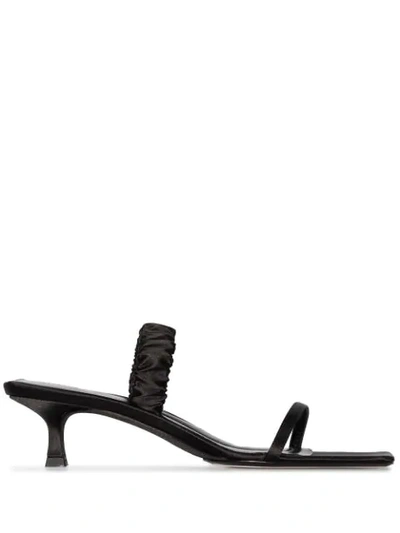 Shop Khaite Georgia 45mm Satin Sandals In Black