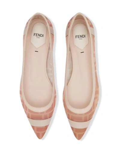 Shop Fendi Colibrì Ff Motif Mesh Ballerina Shoes In Neutrals