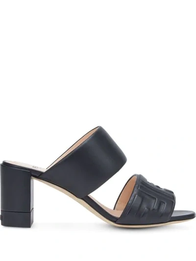 Shop Fendi Ff Embossed Mule Sandals In Black