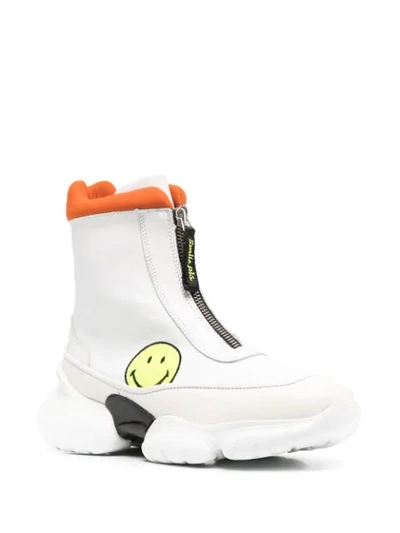 Shop Joshua Sanders Hamlin Smiley Face Boots In White