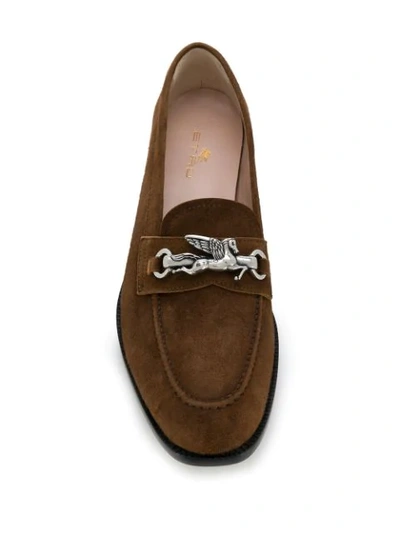 Shop Etro Horse-bit Detail Loafers In Brown