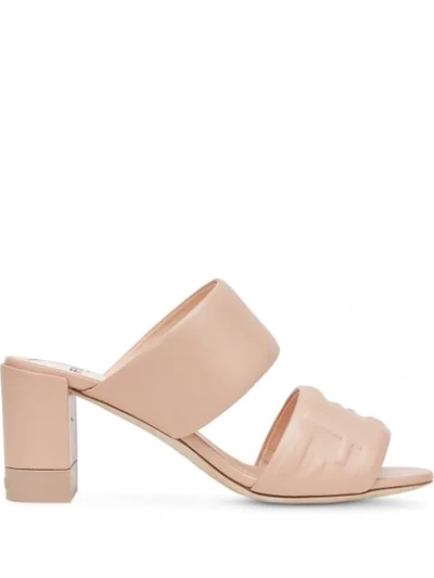 Shop Fendi Ff Embossed Mule Sandals In Pink