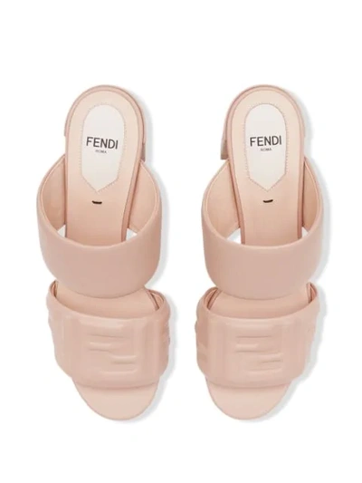 Shop Fendi Ff Embossed Mule Sandals In Pink