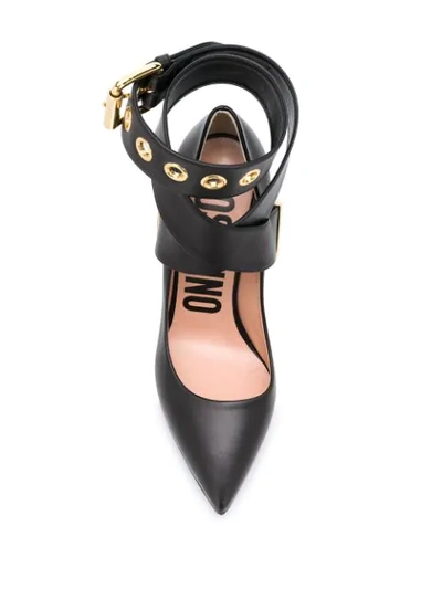 Shop Moschino Buckled Ankle Strap Pumps In Black