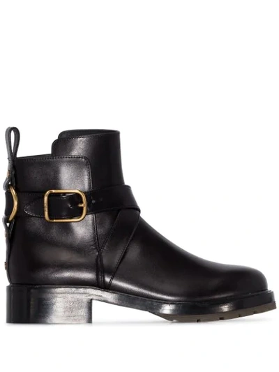 Shop Chloé Buckled Ankle Boots In Black