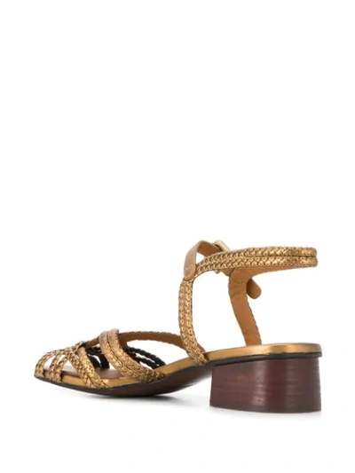 Shop See By Chloé Braided-strap Block-heel Sandals In Brown