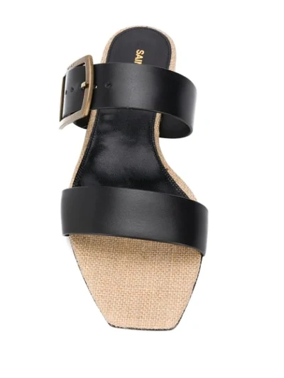 Shop Saint Laurent Buckle Strap Sandals In Black