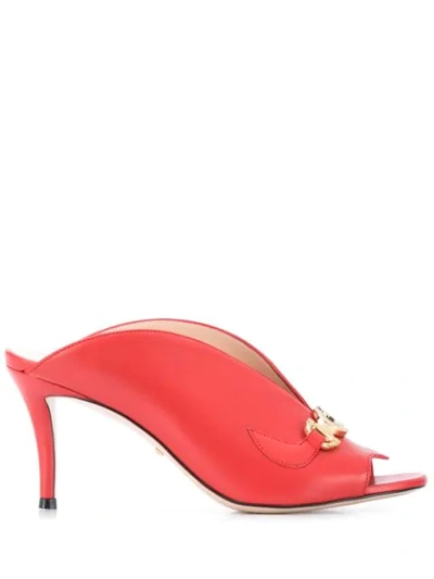 Shop Gucci Zumi Mid-heel Slide Sandals In Red