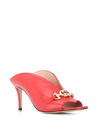 Shop Gucci Zumi Mid-heel Slide Sandals In Red