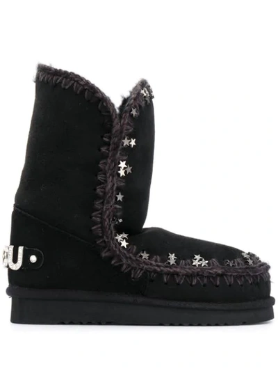 Shop Mou Eskimo Star-studded Boots In Black