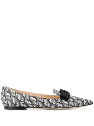 Shop Jimmy Choo Gala Jc-monogram Ballerina Shoes In Silver