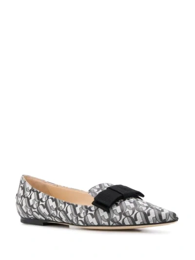 Shop Jimmy Choo Gala Jc-monogram Ballerina Shoes In Silver