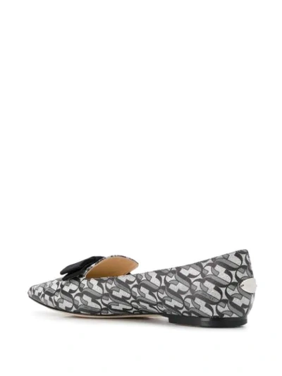 Shop Jimmy Choo Gala Jc-monogram Ballerina Shoes In Silver