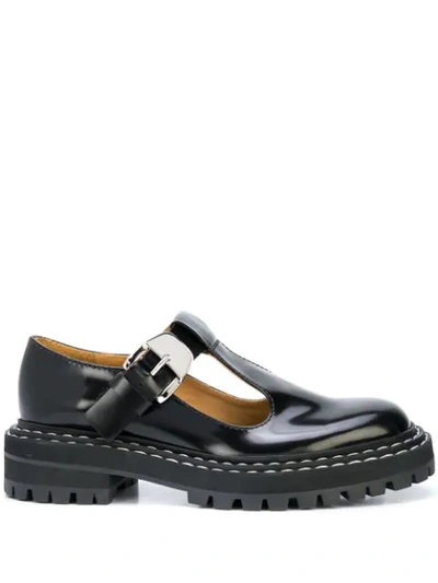 Proenza Schouler Black Lug Sole Mary Jane Oxfords In Black