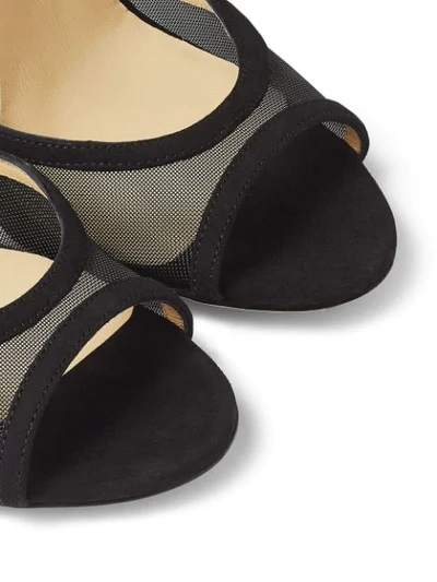 Shop Jimmy Choo Liu 100mm Mesh-panelled Sandals In Black