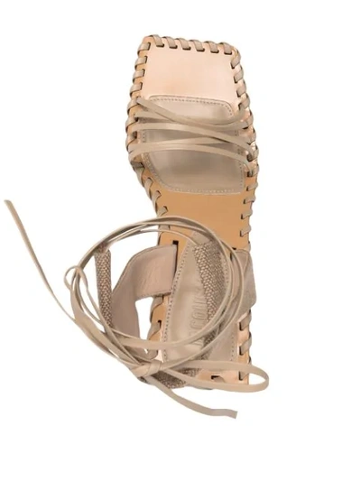 Shop Jacquemus Geometric-heel Strappy Sandals In Neutrals