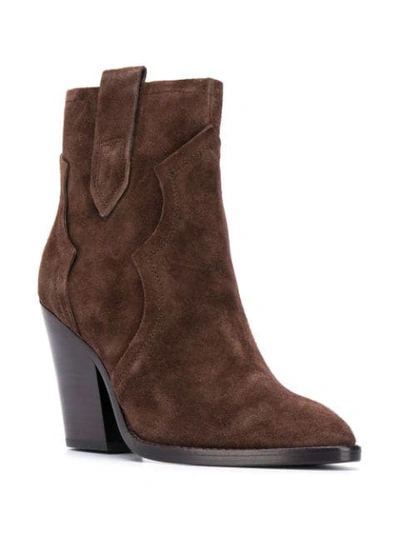 Shop Ash Suede Heeled Ankle Boots In Brown