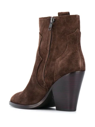 Shop Ash Suede Heeled Ankle Boots In Brown
