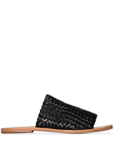 Shop St. Agni Pia Woven Leather Slides In Black