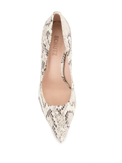 Shop Schutz Snakeskin Effect Pumps In White